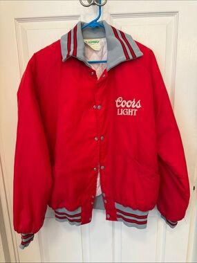 Holloway Vintage Men’s Coors Light Red Jacket with Gray Striped Trim